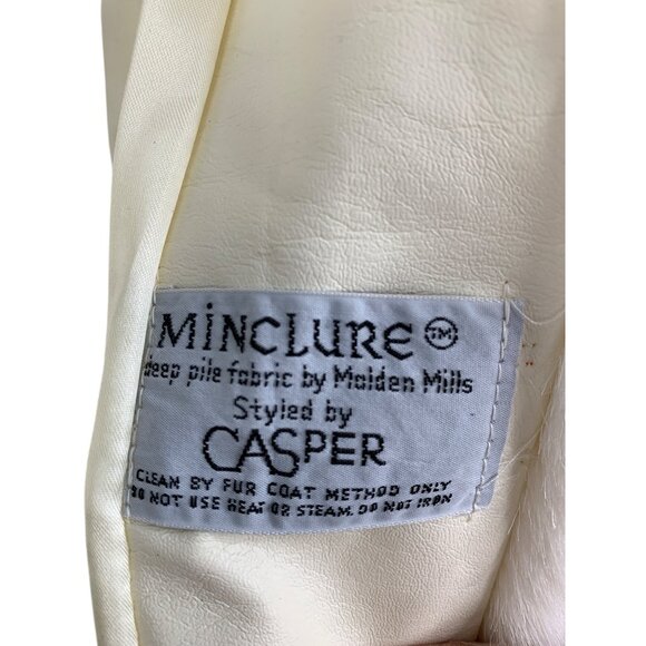 M Womens Vintage White Faux Fur Coat Minclure By Casper Insulated - Picture 4 of 10
